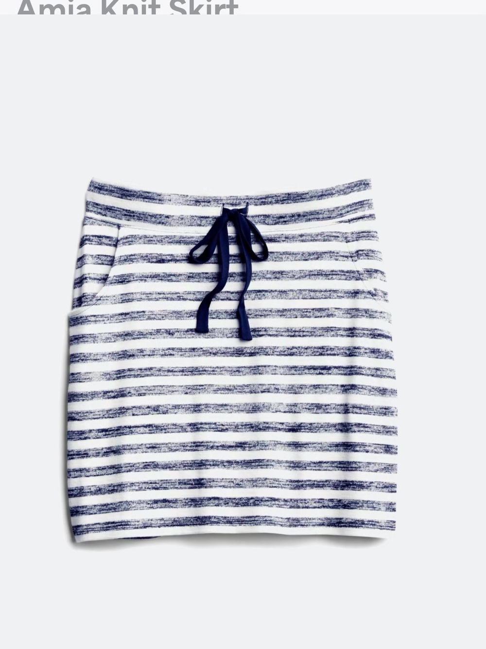 Market & Spruce Navy and White Striped Knit Drawstring Skirt